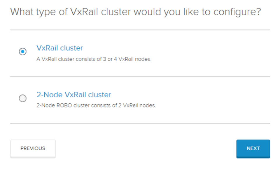 New 2 node VxRail option during GUI install