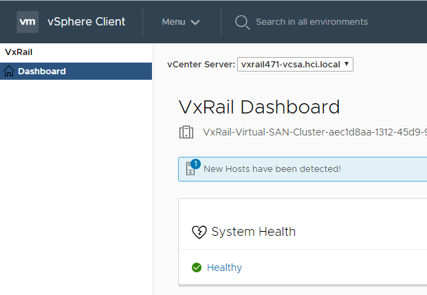 New Hosts detected with VxRail SmartFabric