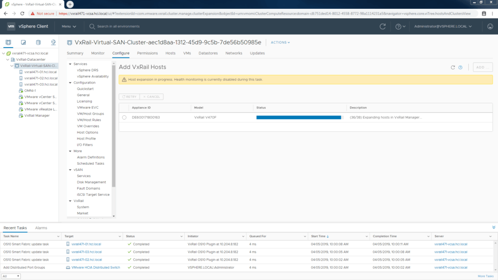 hosts connected to VxRail SmartFabric are automatically configured